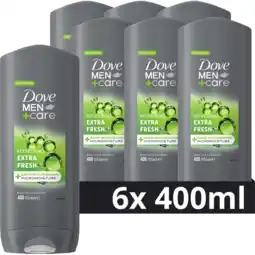 Jumbo Dove men+care 3-in-1 douchegel extra fresh 6 x 400ml aanbieding