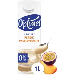 Jumbo Optimel magere yoghurt perzik passievrucht 0% vet 1l aanbieding