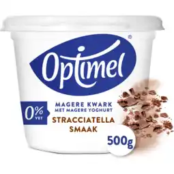 Jumbo Optimel magere kwark met magere yoghurt stracciatella smaak 0% vet 500g aanbieding