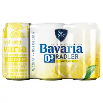 Jumbo Bavaria 0.0% radler citroen alcoholvrij bier blik 330ml aanbieding