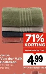 Vomar Voordeelmarkt Op=op van der valk badlaken aanbieding