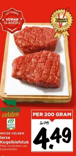 Vomar Voordeelmarkt Weide velden lerse kogelbiefstuk aanbieding