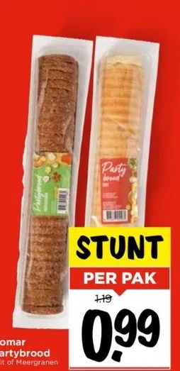 Vomar Vomar partybrood wit of meergranen aanbieding