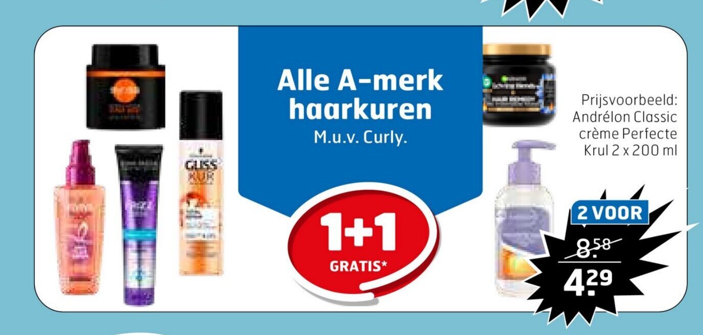 Trekpleister Andrélon Classic crème Perfecte Krul 2 x 200 ml aanbieding