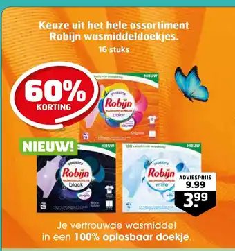Trekpleister Keuze uit het hele assortiment Robijn wasmiddeldoekjes. aanbieding
