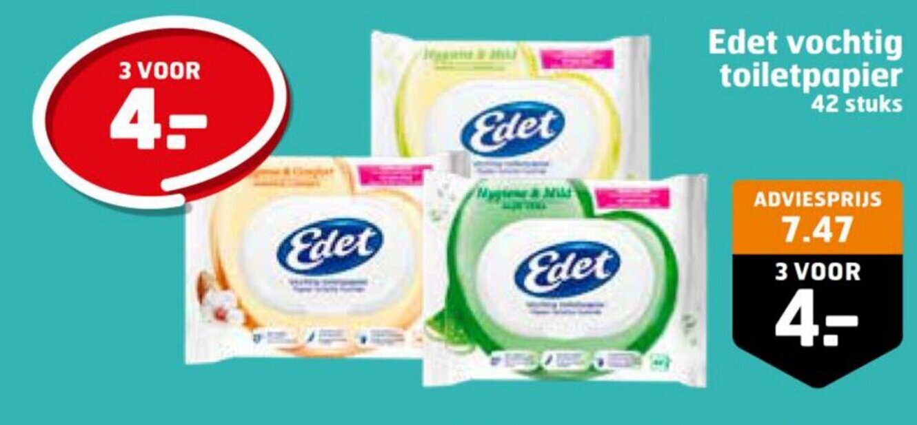 Trekpleister Edet vochtig toiletpapier aanbieding