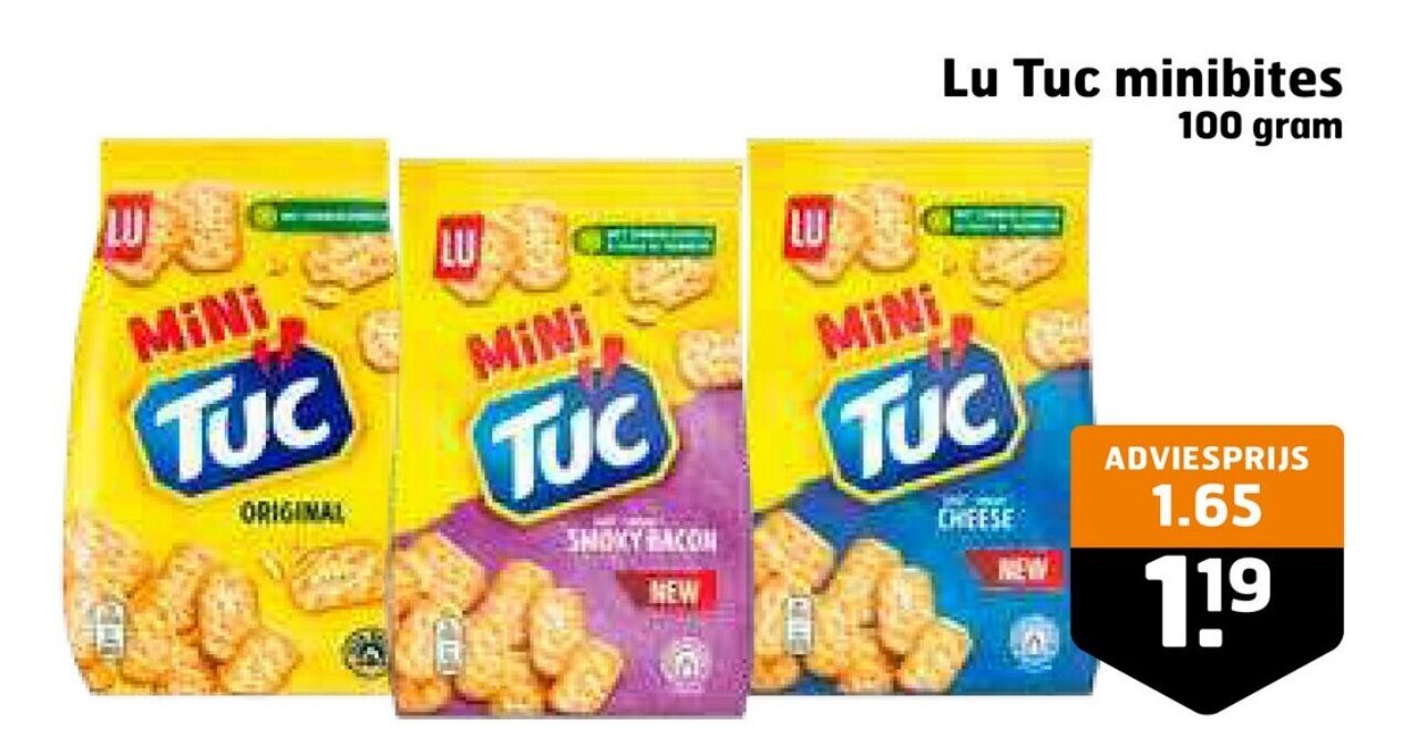 Trekpleister Lu Tuc minibites 100 gram aanbieding