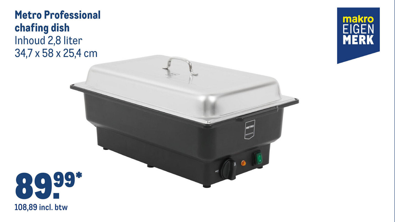 Makro Metro Professional chafing dish 2,8 liter, 34,7 x 58 x 25,4 cm aanbieding