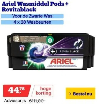 Bol.com Ariel wasmiddel pods + revitablack aanbieding
