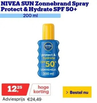 Bol.com Nivea sun zonnebrand spray protect & hydrate spf 50+ aanbieding