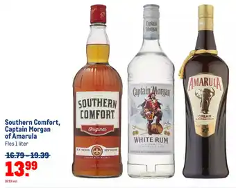 Makro Southern Comfort, Captain Morgan of Amarula Fles 1 liter aanbieding