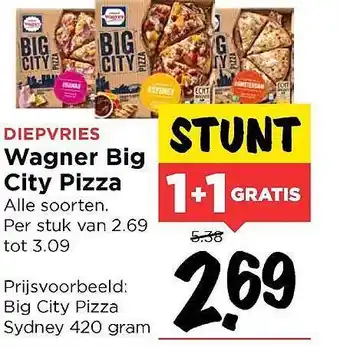 Vomar Voordeelmarkt Diepvries Wagner Big City Pizza 420 gram aanbieding