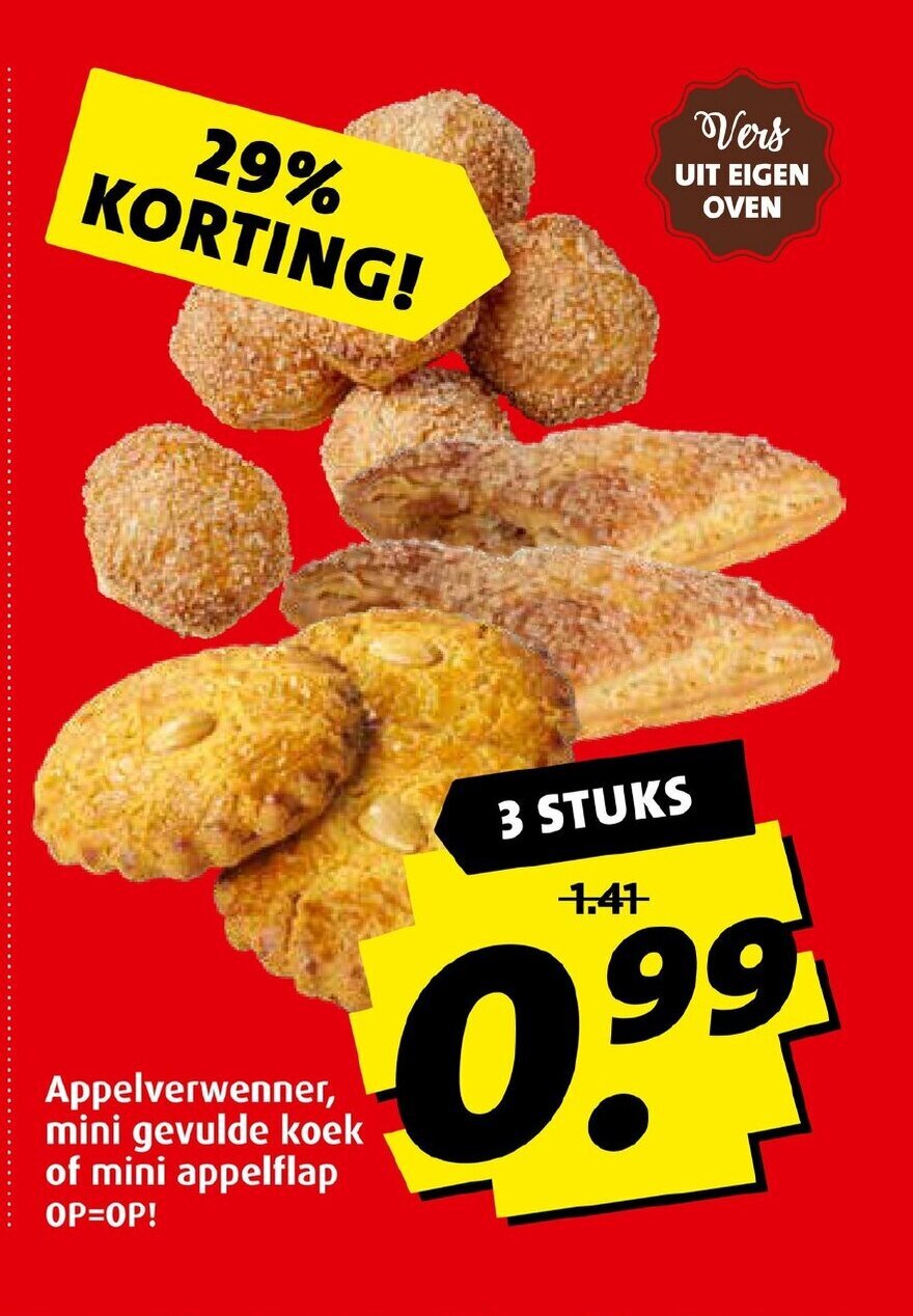 Boni Appelverwenner, mini gevulde koek of mini appelflap 3 stuks aanbieding