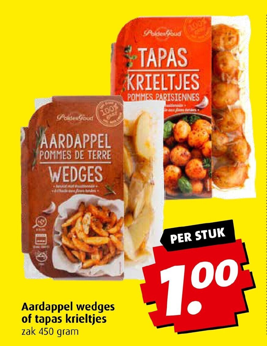 Boni Aardappel wedges of tapas krieltjes zak 450 gram aanbieding