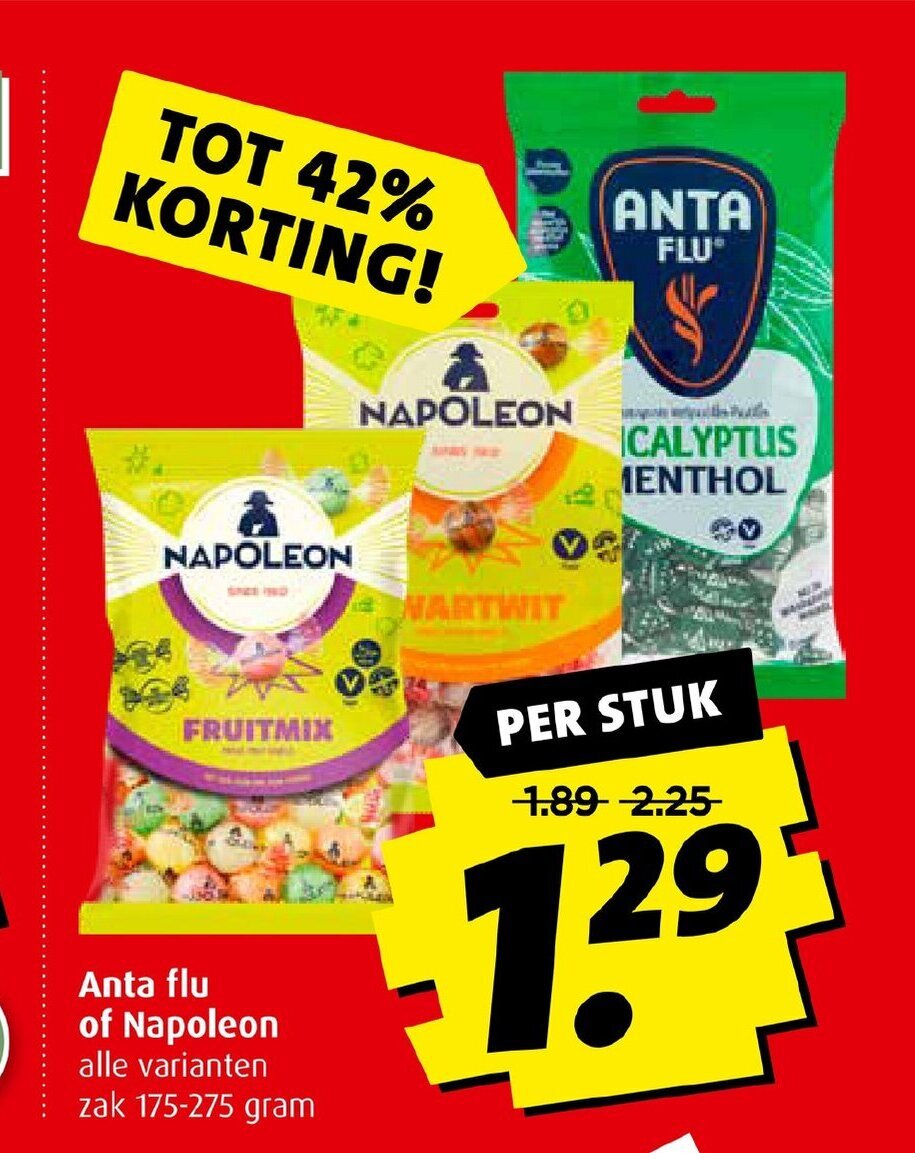 Boni Anta flu of Napoleon alle varianten zak 175-275 gram aanbieding