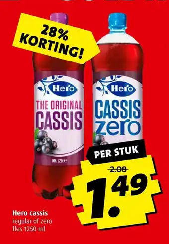 Boni Hero cassis regular of zero fles 1250 ml aanbieding