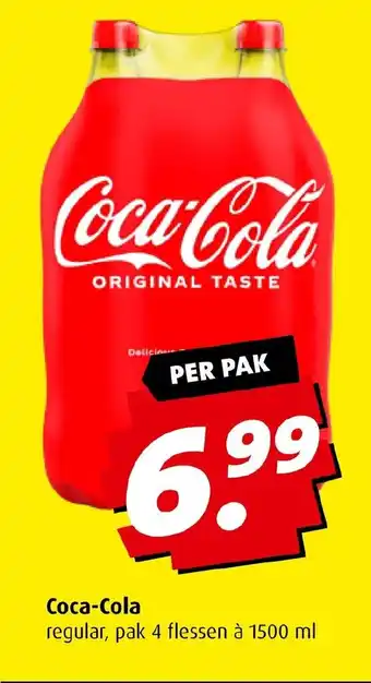 Boni Coca-Cola regular, pak 4 flessen à 1500 ml per pak aanbieding