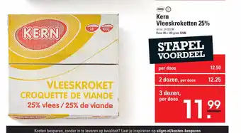 Sligro Kern Vleeskroketten 25% 3 dozen, per doos aanbieding