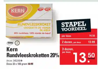 Sligro Kern Rundvleeskroketten 20% 3 dozen, per doos aanbieding