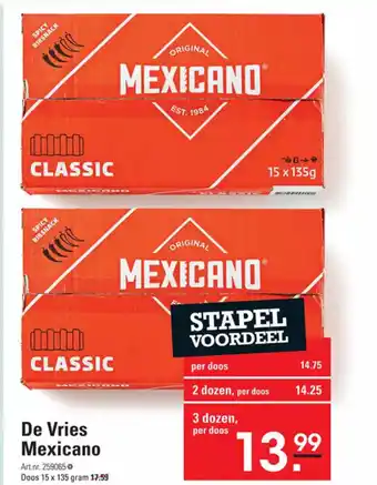 Sligro De Vries Mexicano 3 dozen, per doos aanbieding