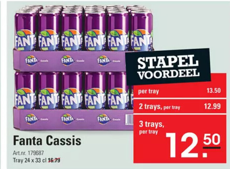 Sligro Fanta Cassis 3 trays, per tray aanbieding