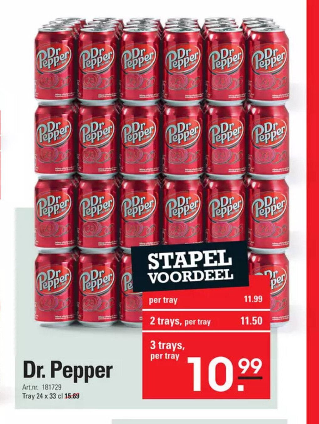 Sligro Dr. Pepper 3 trays, per tray aanbieding
