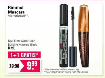 De Online Drogist Rimmel Mascara Extra Super Lash Building Mascara Black 8 ml aanbieding