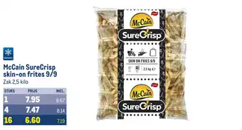 Makro Mccain surecrisp skin-on frites 9/9 aanbieding