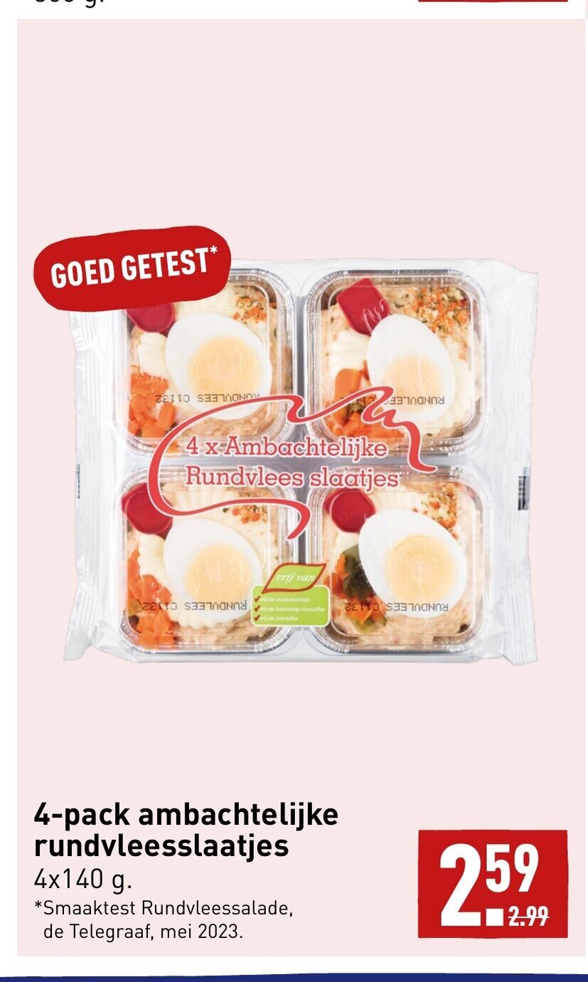 ALDI 4-pack ambachtelijke rundvleesslaatjes 4 x 140 g aanbieding