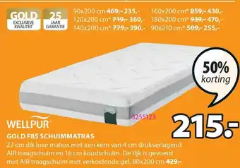 Jysk Wellpur Gold F85 Schuimmatras 80x200 Cm 50% Korting aanbieding