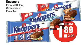 ALDI Knoppers Nutbar, Coconutbar En Peanutbar aanbieding