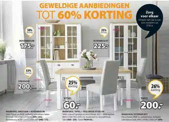 Jysk Markskel Dressoir + Bovenbouw, Markskel Tafel + Teglmose Stoelen Of Markskel Vitrinekast 25% - 33% Korting aanbieding