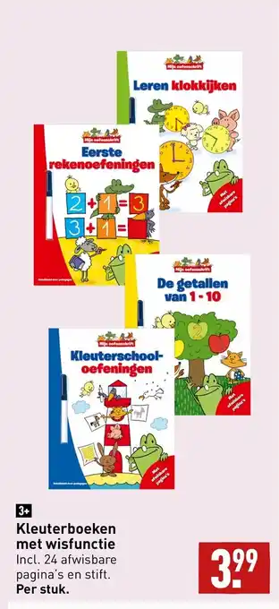 ALDI Kleuterboeken met wisfunctie Incl. 24 afwisbare pagina's en stift. aanbieding