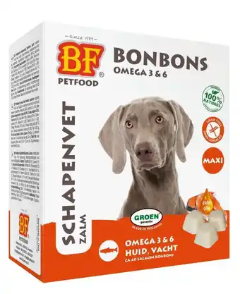 Welkoop Biofood schapenvet bonbons maxi - hondensnack - zalm - 40 stuks aanbieding