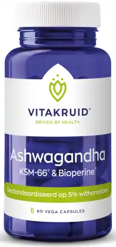 De Online Drogist Vitakruid ashwagandha ksm-66 & bioperine capsules 60vcp aanbieding