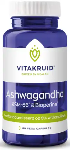 De Online Drogist Vitakruid ashwagandha ksm-66 & bioperine capsules 60vcp aanbieding