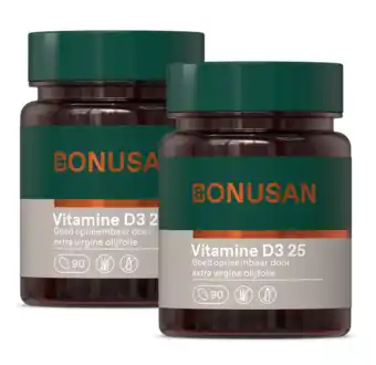 De Online Drogist Bonusan vitamine d3 25mcg/1000 ie capsules duoverpakking 2x90cp aanbieding
