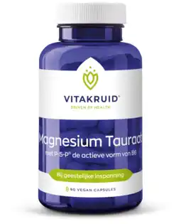 De Online Drogist Vitakruid magnesium tauraat met p-5-p capsules 90cp aanbieding