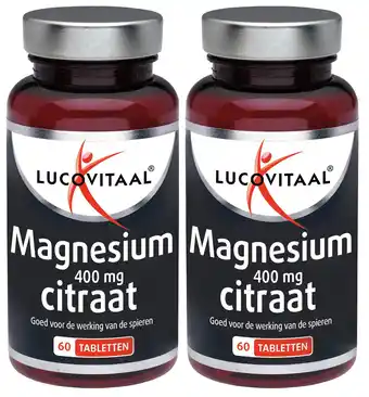 De Online Drogist Lucovitaal magnesium citraat 400mg tabletten 2x60tb aanbieding