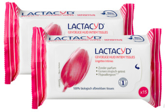 De Online Drogist Lactacyd tissues gevoelige huid multiverpakking 2x15st aanbieding