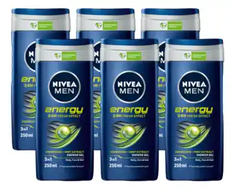 De Online Drogist Nivea men energy shower gel voordeelverpakking 6x250ml aanbieding