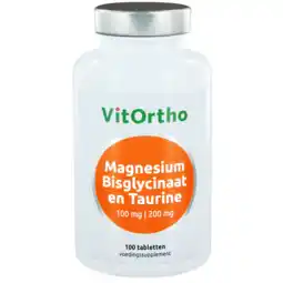 De Online Drogist Vitortho magnesium bisglycinaat en taurine 100mg tabletten 100tb aanbieding