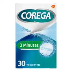 De Online Drogist Corega 3 min reinigingstabletten voor de gebitsprothese 30tb aanbieding