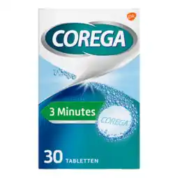 De Online Drogist Corega 3 min reinigingstabletten voor de gebitsprothese 30tb aanbieding