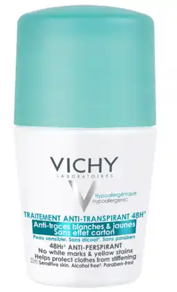 De Online Drogist Vichy anti-transpiratie anti-witte en gele vlekken roller 48 uur 50ml aanbieding