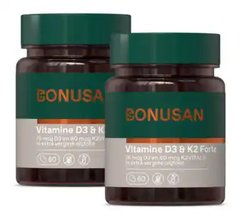 De Online Drogist Bonusan vitamine d3 & k2 softgels duoverpakking 2x60sg aanbieding
