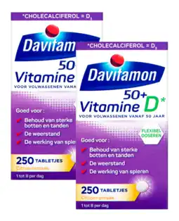 De Online Drogist Davitamon vitamine d 50+ tabletten 2x250tb aanbieding