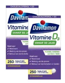 De Online Drogist Davitamon vitamine d 50+ tabletten 2x250tb aanbieding
