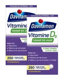 De Online Drogist Davitamon vitamine d 50+ tabletten 2x250tb aanbieding