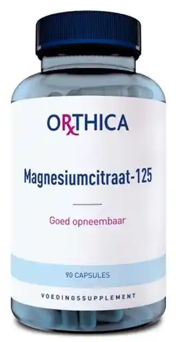 De Online Drogist Orthica magnesiumcitraat-125 capsules 90cp aanbieding